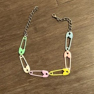 super cute pastel safety pin necklace